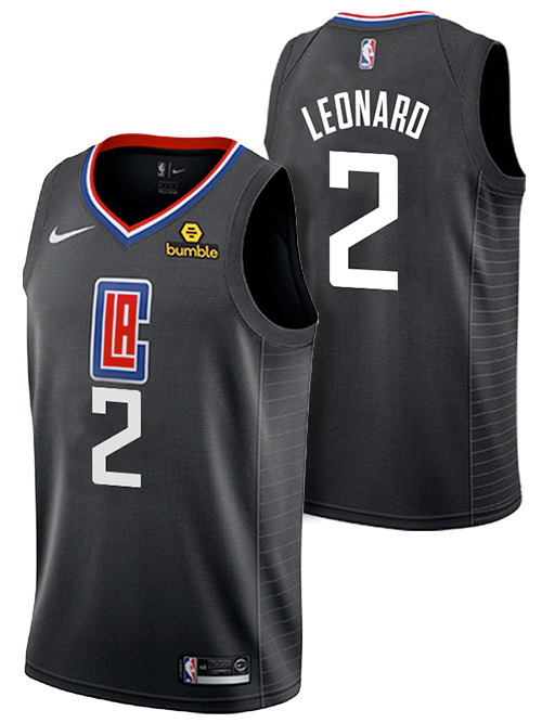 Men's Los Angeles Clippers #2 Kawhi Leonard Black NBA Stitched Jersey